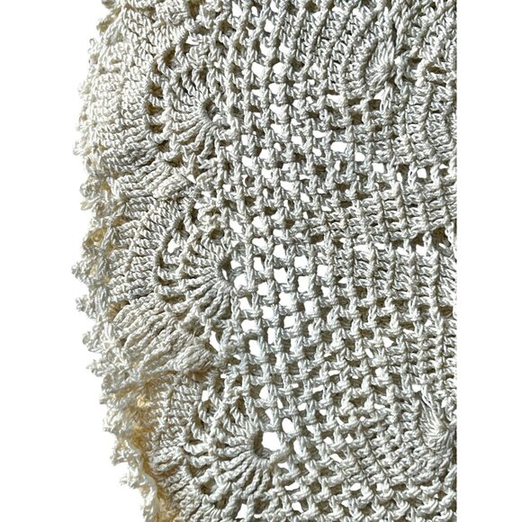 Pair Of Handcrafted Cotton Lace Doilies 12" Diameter Cream Wedding Granny Core - Picture 6 of 10